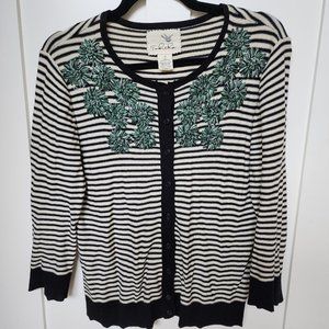 Anthropologie Tabitha striped floral sweater